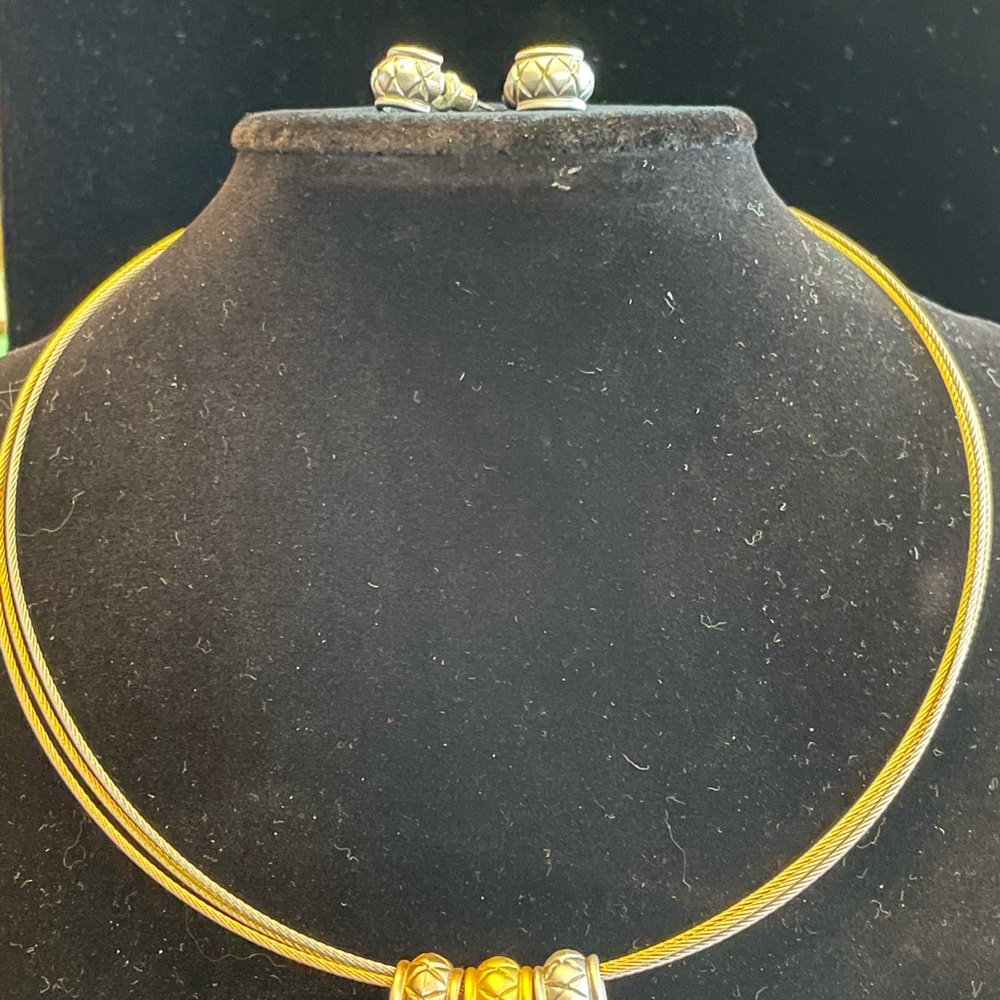 Gold-Tone Multi-Strand Cable Necklace with Decorative Beads